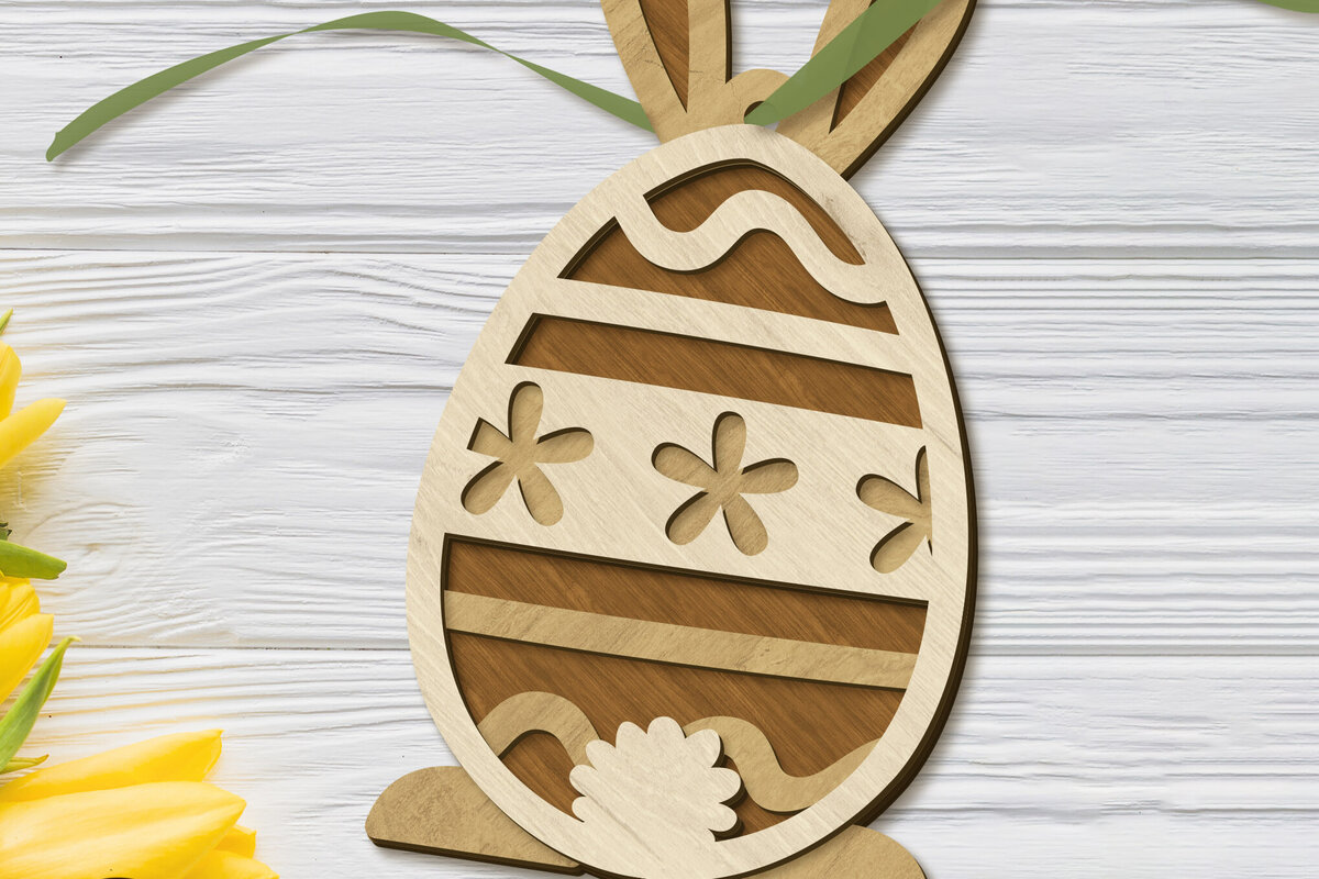 Intra απο ξύλο plywood  Χρώμα wenge 3mm-4mm πάχος - Διακόσμηση πασχαλινών αυγών με λαγουδάκι, κομμένο Δίασταση 4x5 cm INTRAFABR-31211254