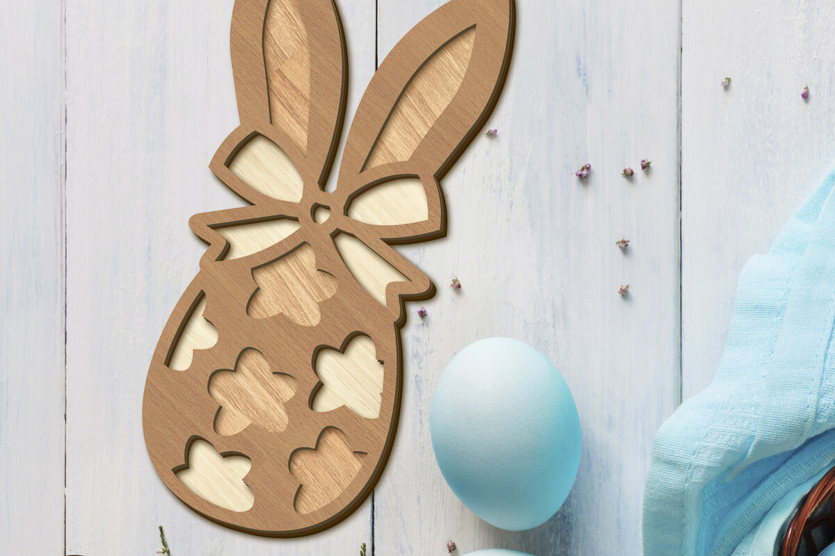 Intra απο ξύλο plywood  Χρώμα wenge 3mm-4mm πάχος - Πασχαλινό λαγουδάκι, Διακοσμητικό κομμένο Δίασταση 5x4 cm INTRAFABR-31211745