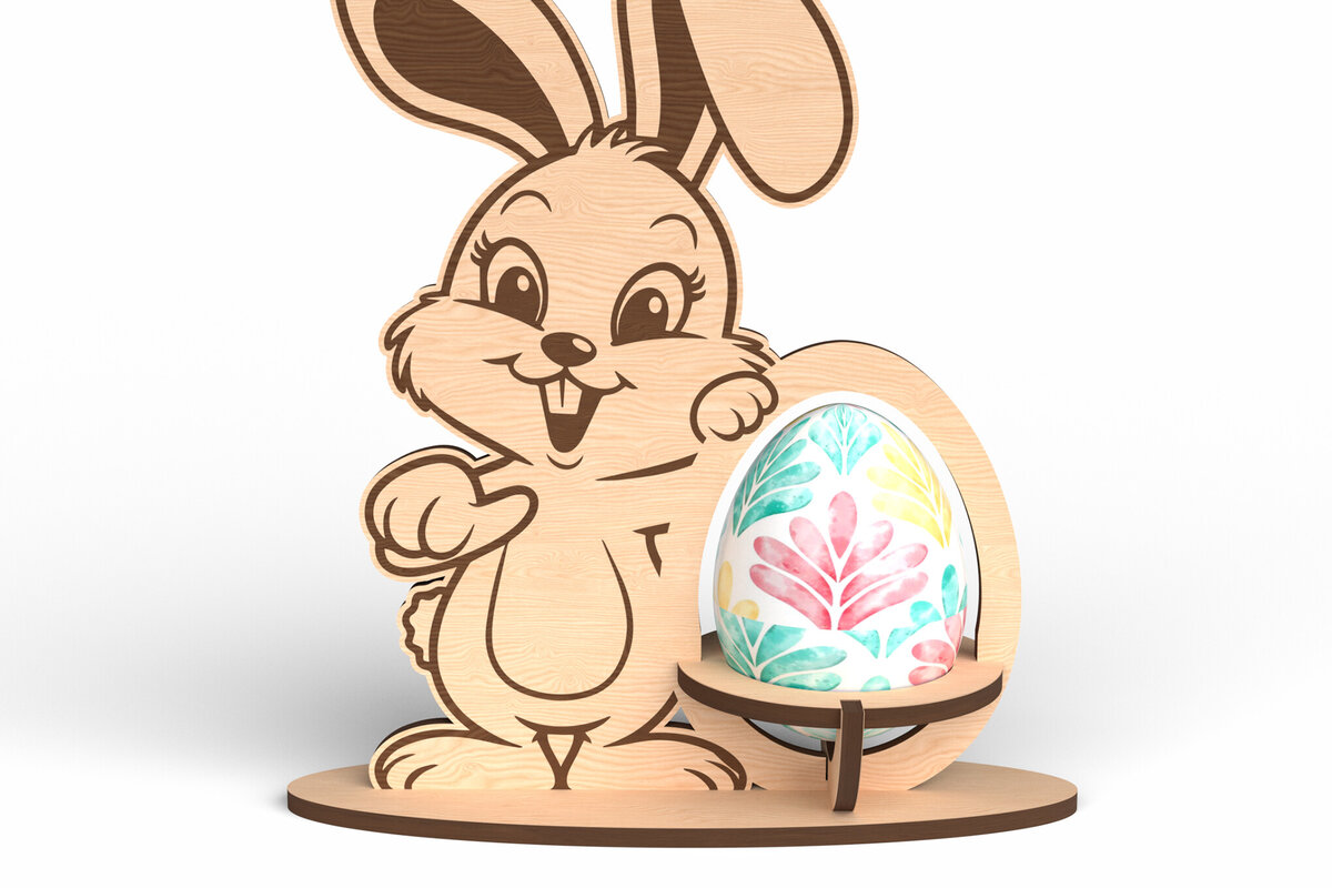 Intra απο ξύλο plywood  Χρώμα wenge 3mm-4mm πάχος - Πασχαλινό λαγουδάκι Αυγοθήκη Δίασταση 30x20 cm INTRAFABR-117534598