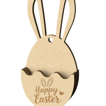 Intra απο ξύλο plywood Χρώμα wenge 3mm-4mm πάχος - Πασχαλινό λαγουδάκι Αυγοθήκη Κόψιμο με λέιζερ Δίασταση 30x20 cm INTRAFABR-117533487 - Image 1