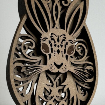 Intra απο ξύλο plywood Χρώμα wenge 3mm-4mm πάχος - Πασχαλινό αυγό λαγουδάκι, πολυστρωματικό κομμένο Δίασταση 5x4 cm INTRAFABR-95650764 - Image 2