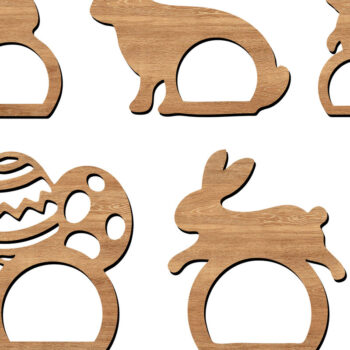 Intra απο ξύλο plywood Χρώμα wenge 3mm-4mm πάχος - Σχέδια δαχτυλιδιών για πασχαλινό λαγουδάκι και χαρτοπετσέτα αυγών Δίασταση 6x6 cm INTRAFABR-95650819 - Image 1