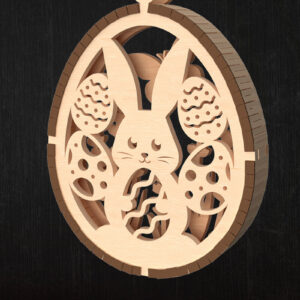 Intra απο ξύλο plywood  Χρώμα wenge 3mm-4mm πάχος - Στολίδι Πασχαλινό λαγουδάκι με αυγά Δίασταση 6x6 cm INTRAFABR-96814265