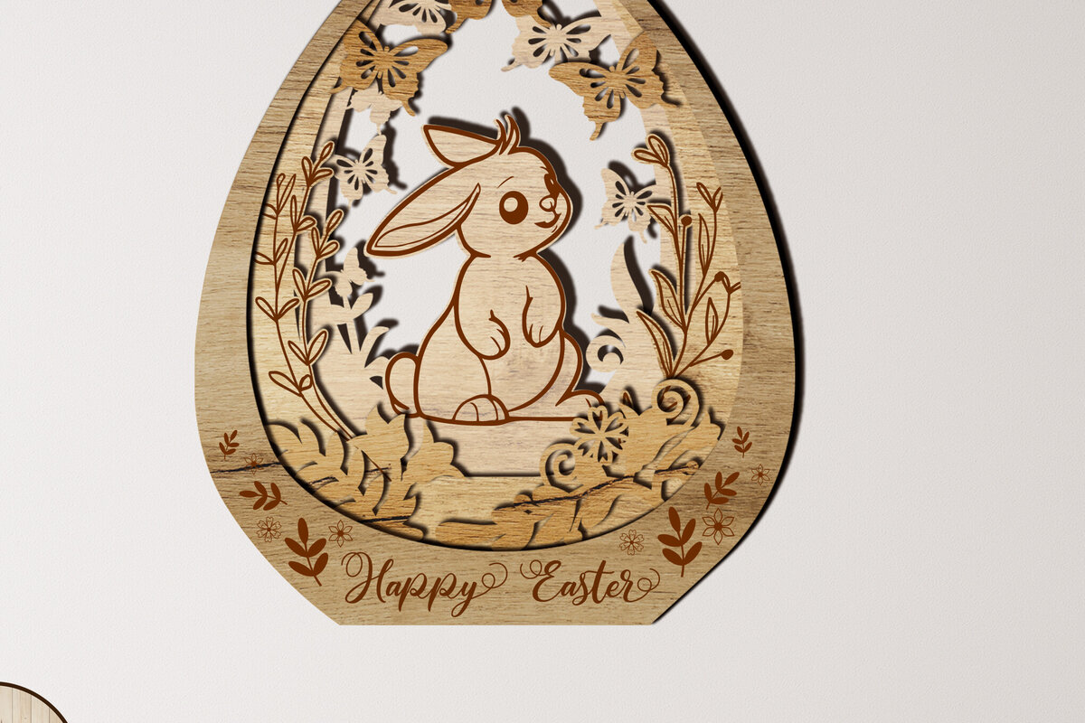 Intra απο ξύλο plywood  Χρώμα wenge 3mm-4mm πάχος - Διακόσμηση τοίχου με αυγό πασχαλινό λαγουδάκι Δίασταση 3x4 cm INTRAFABR-69665579