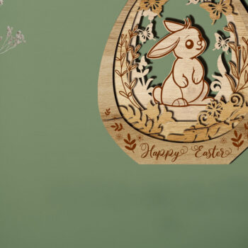 Intra απο ξύλο plywood  Χρώμα wenge 3mm-4mm πάχος - Διακόσμηση τοίχου με αυγό πασχαλινό λαγουδάκι Δίασταση 3x4 cm INTRAFABR-69665579 - Image 2