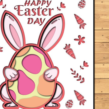Intra απο ξύλο plywood Χρώμα wenge 3mm-4mm πάχος - 3d Paper Cut Easter Bunny Eggs Δίασταση 1200x1200 cm INTRAFABR-123346223 - Image 1