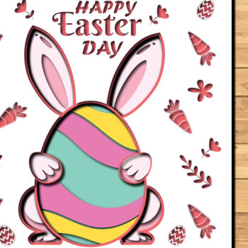 Intra απο ξύλο plywood Χρώμα wenge 3mm-4mm πάχος - 3d Paper Cut Easter Bunny Eggs Δίασταση 1200x1200 cm INTRAFABR-38704086 - Image 1
