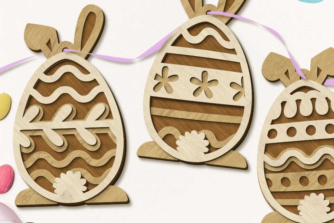 Intra απο ξύλο plywood  Χρώμα wenge 3mm-4mm πάχος - Σετ Πασχαλινών Αυγών Κουνελιού, Αρχεία πολλαπλών στρώσεων Δίασταση 2x7 cm INTRAFABR-60115748