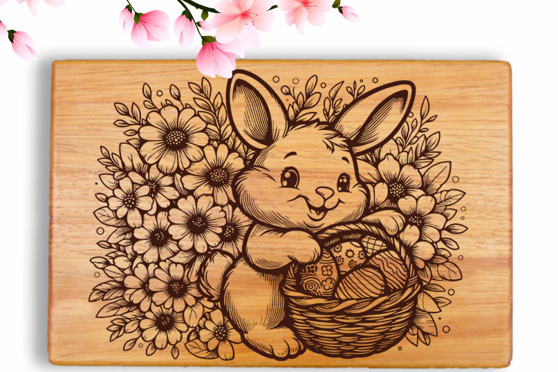 Intra απο ξύλο plywood  Χρώμα wenge 3mm-4mm πάχος - Πασχαλινό λαγουδάκι Χαρακτική Δίασταση 4x4 cm INTRAFABR-99394288