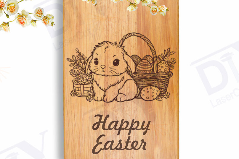 Intra απο ξύλο plywood  Χρώμα wenge 3mm-4mm πάχος - Πασχαλινό λαγουδάκι Χαρακτική Δίασταση 4x4 cm INTRAFABR-107500660