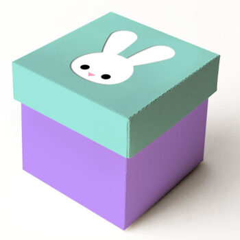 Intra απο ξύλο plywood  Χρώμα wenge 3mm-4mm πάχος - Πασχαλινό Bunny Face Cube Box με καπάκι Δίασταση 15x15 cm INTRAFABR-89451041 - Image 1