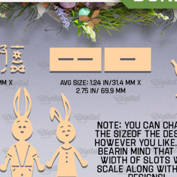 Intra απο ξύλο plywood  Χρώμα wenge 3mm-4mm πάχος - Family Bunny του Πάσχα Δίασταση 15x15 cm INTRAFABR-46479001 - Image 2