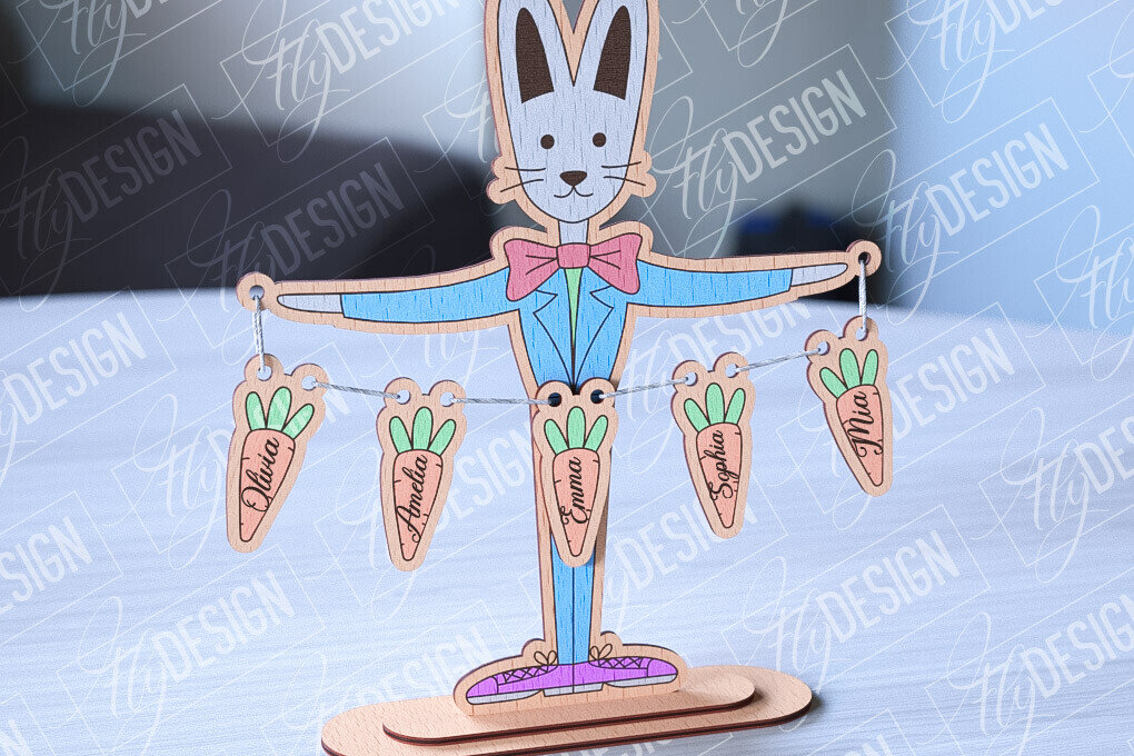 Intra απο ξύλο plywood  Χρώμα wenge 3mm-4mm πάχος - Οικογενειακά σημάδια λαγουδάκι του Πάσχα | Οικογενειακό Δέντρο Δίασταση 15x15 cm INTRAFABR-91599101