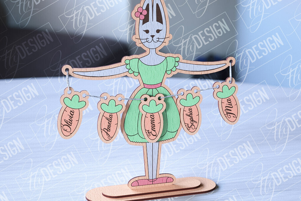 Intra απο ξύλο plywood  Χρώμα wenge 3mm-4mm πάχος - Οικογενειακά σημάδια λαγουδάκι του Πάσχα | Οικογενειακό Δέντρο Δίασταση 15x15 cm INTRAFABR-69714940