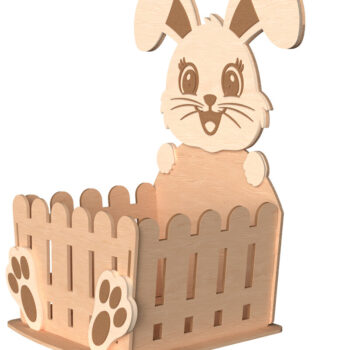 Intra απο ξύλο plywood  Χρώμα wenge 3mm-4mm πάχος - Πασχαλινό λαγουδάκι Fence Basket Δίασταση 30x20 cm INTRAFABR-39373616 - Image 1