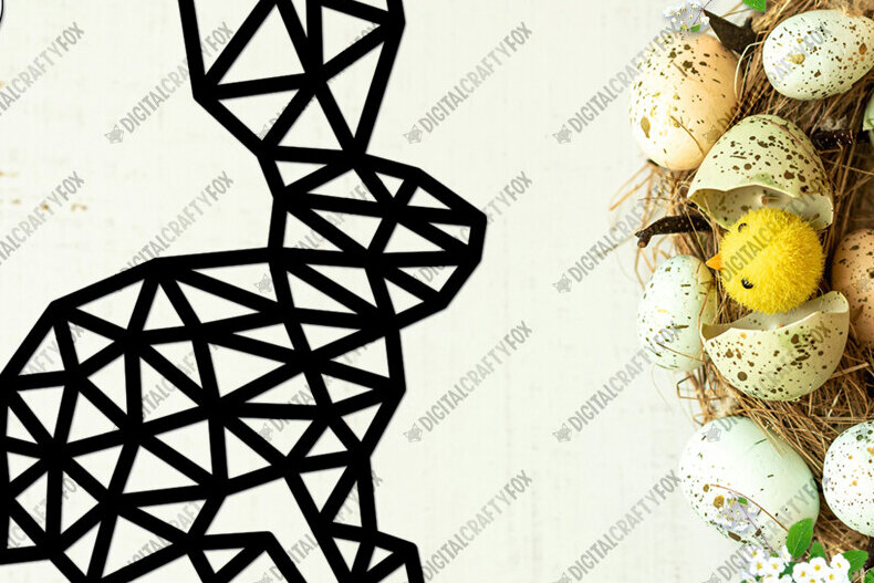 Intra απο ξύλο plywood  Χρώμα wenge 3mm-4mm πάχος - Easter Bunny Geometric , Bunny Δίασταση 6x6 cm INTRAFABR-95611729