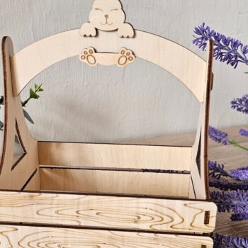 Intra απο ξύλο plywood  Χρώμα wenge 3mm-4mm πάχος - Καλάθι δώρου Πασχαλινό λαγουδάκι , Δίασταση 4x4 cm INTRAFABR-86177763 - Image 1