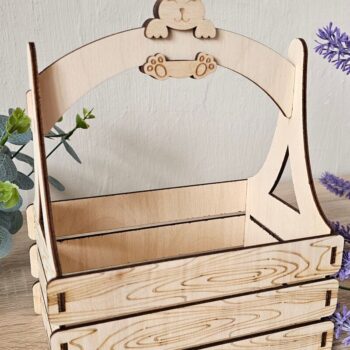 Intra απο ξύλο plywood  Χρώμα wenge 3mm-4mm πάχος - Καλάθι δώρου Πασχαλινό λαγουδάκι , Δίασταση 4x4 cm INTRAFABR-86177763 - Image 3