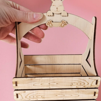 Intra απο ξύλο plywood  Χρώμα wenge 3mm-4mm πάχος - Καλάθι δώρου Πασχαλινό λαγουδάκι , Δίασταση 4x4 cm INTRAFABR-86177763 - Image 5