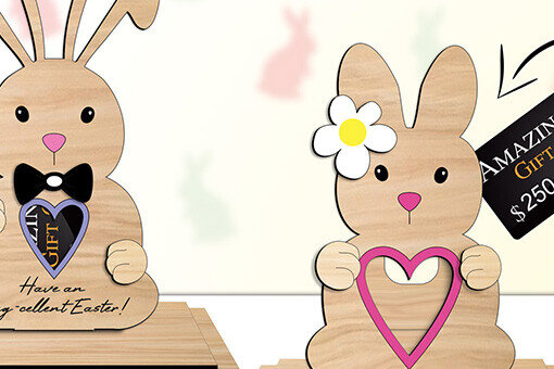 Intra απο ξύλο plywood  Χρώμα wenge 3mm-4mm πάχος - Πασχαλινό λαγουδάκι Δωροκάρτας Κάτοχος χρημάτων Δίασταση 15x15 cm INTRAFABR-15509167