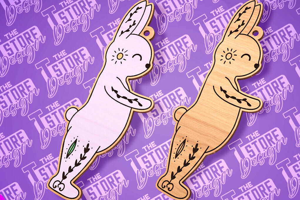 Intra απο ξύλο plywood  Χρώμα wenge 3mm-4mm πάχος - με λέιζερ με ετικέτα δώρου Πάσχα λαγουδάκι Δίασταση 15x15 cm INTRAFABR-109677029