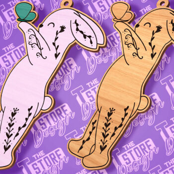 Intra απο ξύλο plywood  Χρώμα wenge 3mm-4mm πάχος - με λέιζερ με ετικέτα δώρου Πάσχα λαγουδάκι Δίασταση 15x15 cm INTRAFABR-120698859 - Image 1