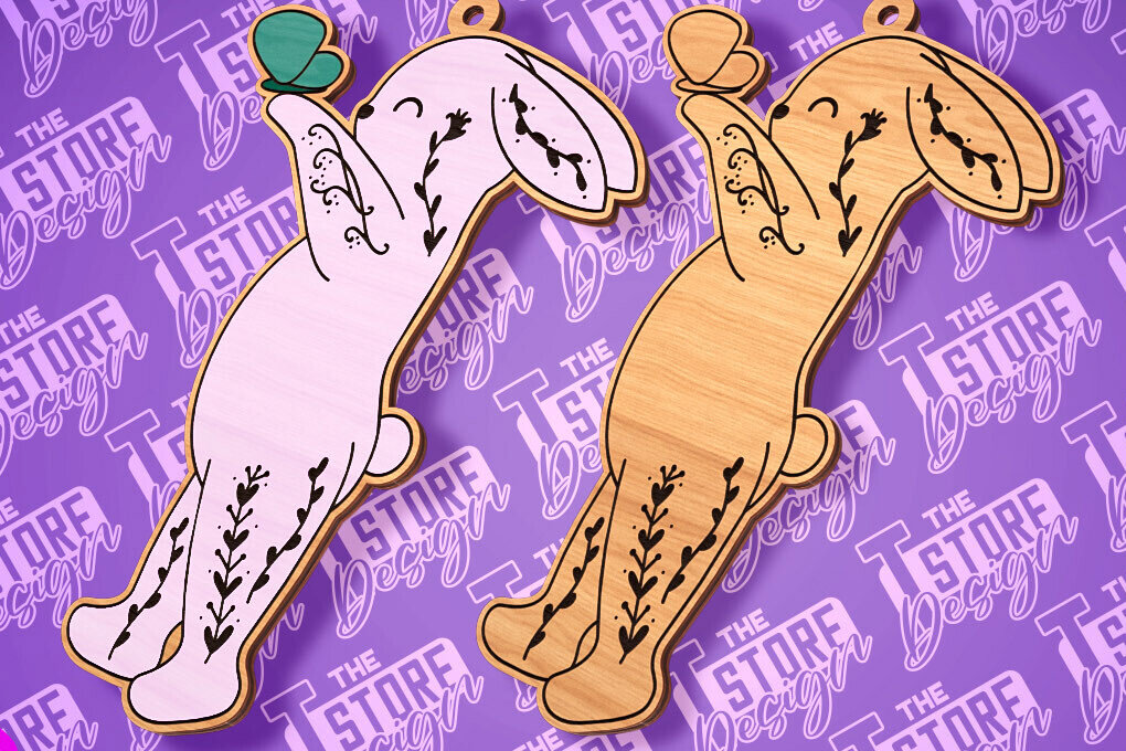 Intra απο ξύλο plywood  Χρώμα wenge 3mm-4mm πάχος - με λέιζερ με ετικέτα δώρου Πάσχα λαγουδάκι Δίασταση 15x15 cm INTRAFABR-120698859