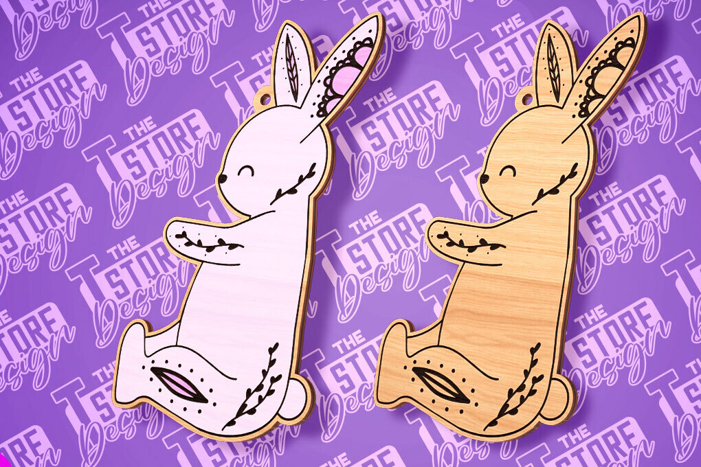 Intra απο ξύλο plywood  Χρώμα wenge 3mm-4mm πάχος - με λέιζερ με ετικέτα δώρου Πάσχα λαγουδάκι Δίασταση 15x15 cm INTRAFABR-88355301