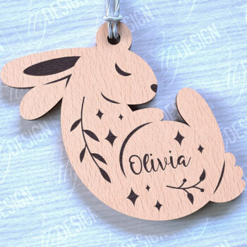 Intra απο ξύλο plywood  Χρώμα wenge 3mm-4mm πάχος - με ετικέτα δώρου Πάσχα Λαγουδάκι Δίασταση 15x15 cm INTRAFABR-85462325 - Image 1