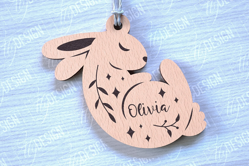 Intra απο ξύλο plywood  Χρώμα wenge 3mm-4mm πάχος - με ετικέτα δώρου Πάσχα Λαγουδάκι Δίασταση 15x15 cm INTRAFABR-85462325