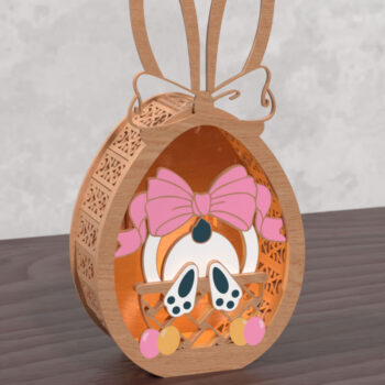 Intra απο ξύλο plywood  Χρώμα wenge 3mm-4mm πάχος - Easter Bunny Glow Lantern Δίασταση 15x15 cm INTRAFABR-87201006 - Image 2
