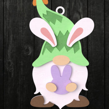 Intra απο ξύλο plywood  Χρώμα wenge 3mm-4mm πάχος - Easter Bunny Gnome 3D Δίασταση 15x15 cm INTRAFABR-94746214 - Image 1
