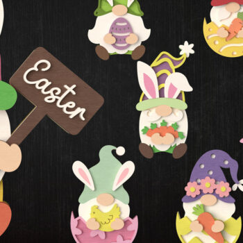 Intra απο ξύλο plywood  Χρώμα wenge 3mm-4mm πάχος - Πακέτο Easter Bunny Gnome Δίασταση 15x15 cm INTRAFABR-93776699 - Image 1