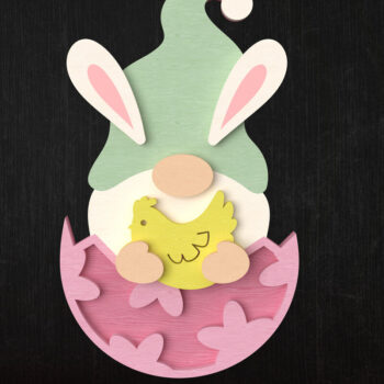 Intra απο ξύλο plywood  Χρώμα wenge 3mm-4mm πάχος - Πακέτο Easter Bunny Gnome Δίασταση 15x15 cm INTRAFABR-93776699 - Image 4