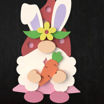 Intra απο ξύλο plywood  Χρώμα wenge 3mm-4mm πάχος - Πακέτο Easter Bunny Gnome Δίασταση 15x15 cm INTRAFABR-93776699 - Image 5