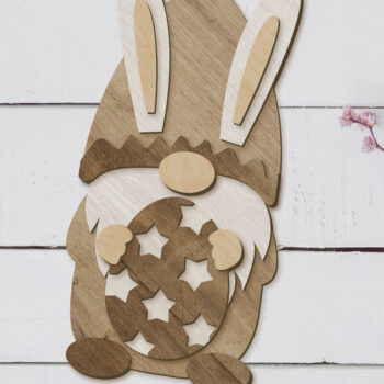 Intra απο ξύλο plywood  Χρώμα wenge 3mm-4mm πάχος - Διακοσμητικό πρότυπο πασχαλινό λαγουδάκι Gnome Δίασταση 34x7 cm INTRAFABR-86177714 - Image 1