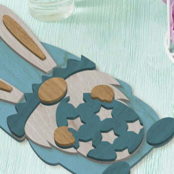 Intra απο ξύλο plywood  Χρώμα wenge 3mm-4mm πάχος - Διακοσμητικό πρότυπο πασχαλινό λαγουδάκι Gnome Δίασταση 34x7 cm INTRAFABR-86177714 - Image 3