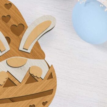 Intra απο ξύλο plywood  Χρώμα wenge 3mm-4mm πάχος - Πασχαλινό λαγουδάκι Gnome στο αυγό, κομμένο πρότυπο Δίασταση 6x10 cm INTRAFABR-95642933 - Image 5