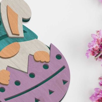 Intra απο ξύλο plywood  Χρώμα wenge 3mm-4mm πάχος - Πασχαλινό λαγουδάκι Gnome στο αυγό, κομμένο πρότυπο Δίασταση 6x10 cm INTRAFABR-95642933 - Image 6