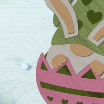 Intra απο ξύλο plywood  Χρώμα wenge 3mm-4mm πάχος - Πασχαλινό λαγουδάκι Gnome στο αυγό, κομμένο πρότυπο Δίασταση 6x10 cm INTRAFABR-95642933 - Image 7