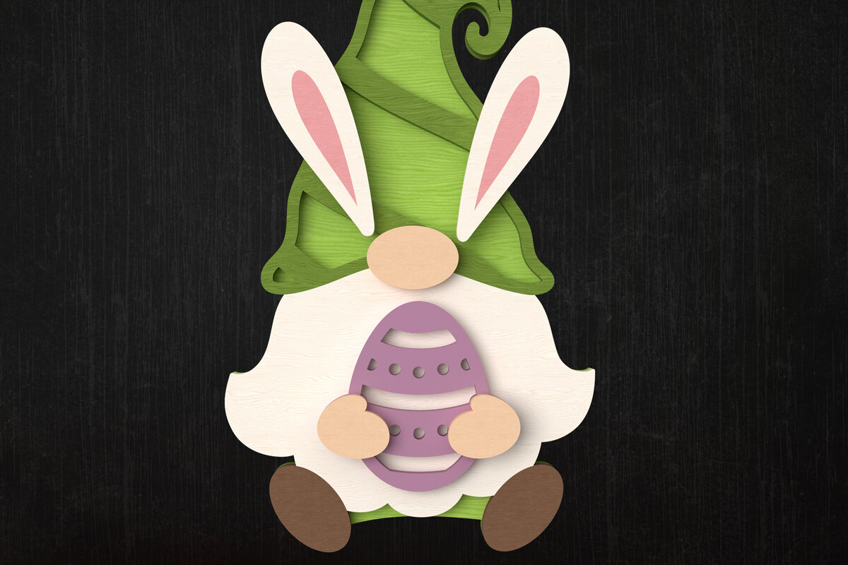 Intra απο ξύλο plywood  Χρώμα wenge 3mm-4mm πάχος - Easter Bunny Gnome Layered Δίασταση 15x15 cm INTRAFABR-69904661