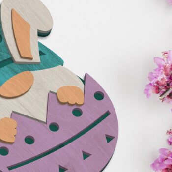 Intra απο ξύλο plywood Χρώμα wenge 3mm-4mm πάχος - περικοπής πολλών επιπέδων Easter Bunny Gnome Δίασταση 34x7 cm INTRAFABR-70057942 - Image 2