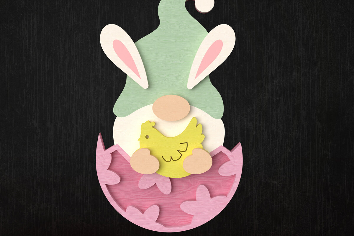 Intra απο ξύλο plywood  Χρώμα wenge 3mm-4mm πάχος - Πασχαλινό λαγουδάκι με το Chick Δίασταση 30x20 cm INTRAFABR-95640336