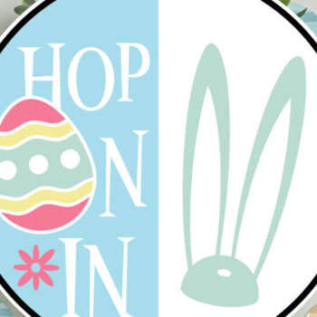 Intra απο ξύλο plywood  Χρώμα wenge 3mm-4mm πάχος - Easter Bunny «Hop on» Στρογγυλή πινακίδα Δίασταση 15x15 cm INTRAFABR-70066524 - Image 1