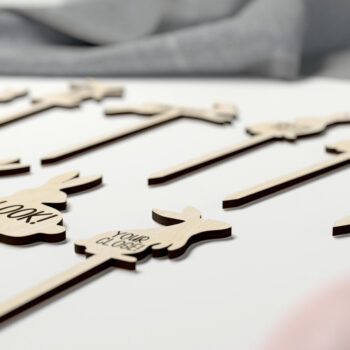 Intra απο ξύλο plywood  Χρώμα wenge 3mm-4mm πάχος - Easter Bunny Hunt - κοπής με λέιζερ Δίασταση 15x15 cm INTRAFABR-70103617 - Image 2