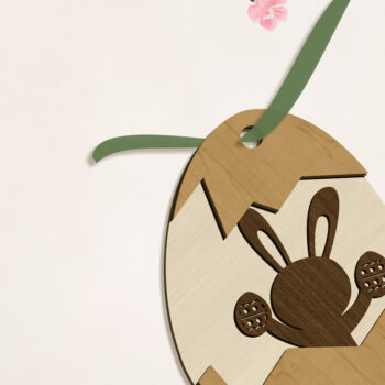 Intra απο ξύλο plywood  Χρώμα wenge 3mm-4mm πάχος - Πασχαλινό λαγουδάκι σε αυγό, κοπής με λέιζερ Δίασταση 3x4 cm INTRAFABR-70105715 - Image 2