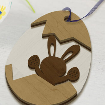 Intra απο ξύλο plywood  Χρώμα wenge 3mm-4mm πάχος - Πασχαλινό λαγουδάκι σε αυγό, κοπής με λέιζερ Δίασταση 3x4 cm INTRAFABR-70105715 - Image 3