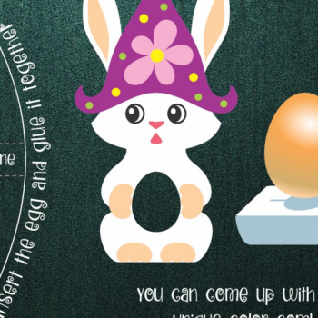 Intra απο ξύλο plywood  Χρώμα wenge 3mm-4mm πάχος - Πασχαλινό λαγουδάκι με αυγοθήκη με καπέλο Gnome Δίασταση 15x15 cm INTRAFABR-70106573 - Image 1