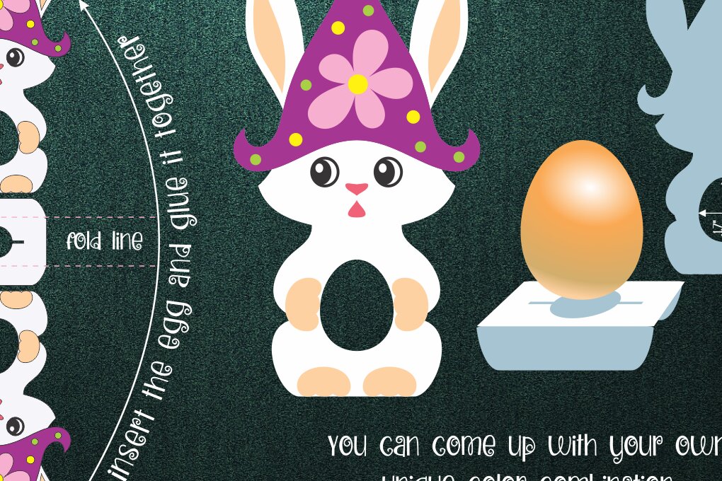 Intra απο ξύλο plywood  Χρώμα wenge 3mm-4mm πάχος - Πασχαλινό λαγουδάκι με αυγοθήκη με καπέλο Gnome Δίασταση 15x15 cm INTRAFABR-70106573