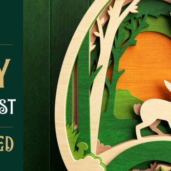 Intra απο ξύλο plywood  Χρώμα wenge 3mm-4mm πάχος - Πασχαλινό λαγουδάκι στο δάσος σε 3D επίπεδα Δίασταση 4x4 cm INTRAFABR-48159614 - Image 1